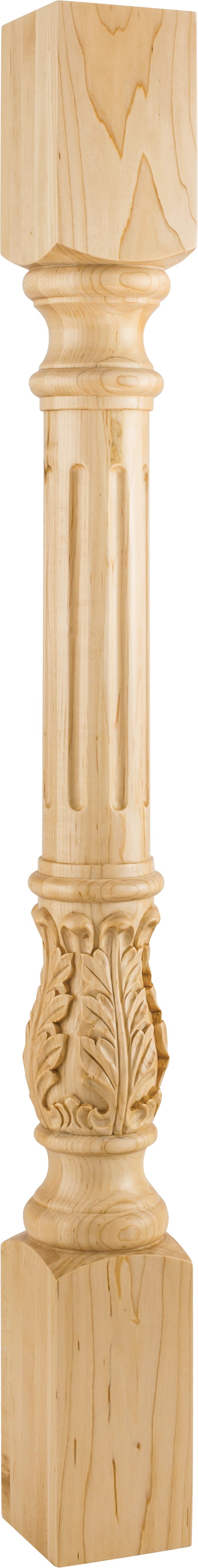 Hardware Resources P23-3.5-WB: Fluted Acanthus Post - White Birch