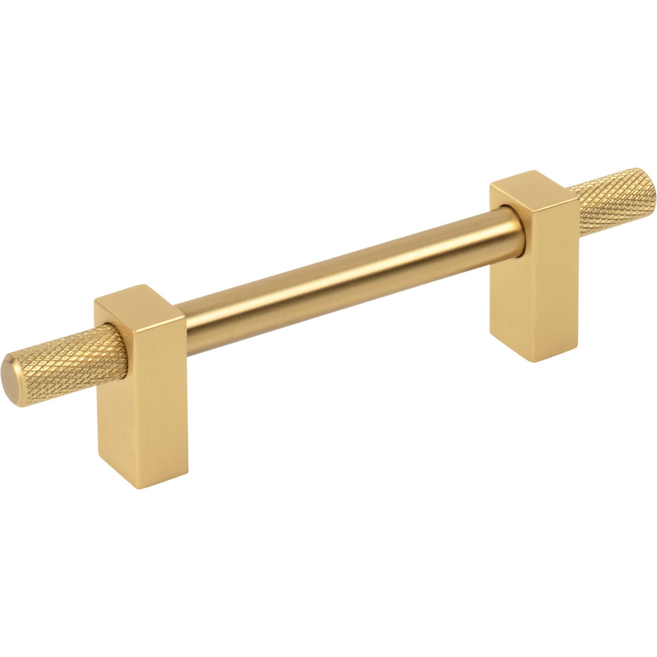 Jeffrey Alexander 698-96BG: 96mm cc Larkin Knurled Ends Bar Cabinet Pull - Brushed Gold