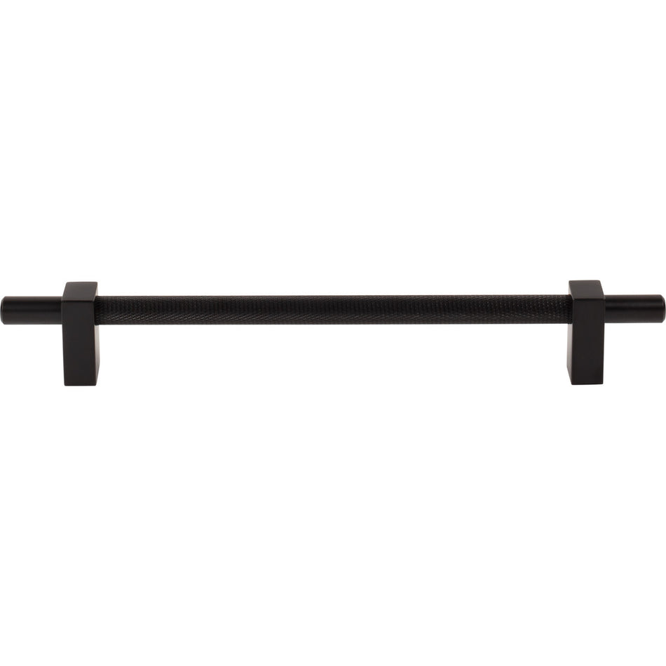 Jeffrey Alexander 598-192MB: 192mm cc Larkin Knurled Center Bar Cabinet Pull - Matte Black