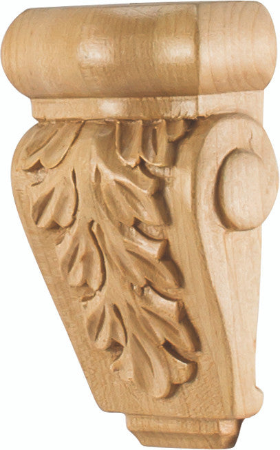 Hardware Resources CORP-1RW: 2-7/8" x 1-1/2" x 4-1/2" Acanthus Corbel - Rubberwood