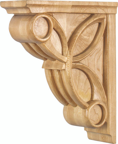 Hardware Resources COR6-2RW: 3" x 8" x 10" Celtic Weave Art Deco Corbel - Rubberwood