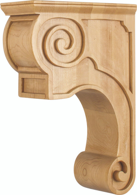 Hardware Resources CORT-PALD: 3-3/8" x 8" x 11-3/4" Scrolled Mission Corbel - Alder