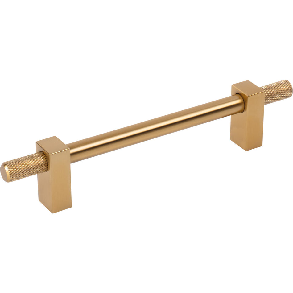 Jeffrey Alexander 698-128SBZ: 128mm cc Larkin Knurled Ends Bar Cabinet Pull - Satin Bronze
