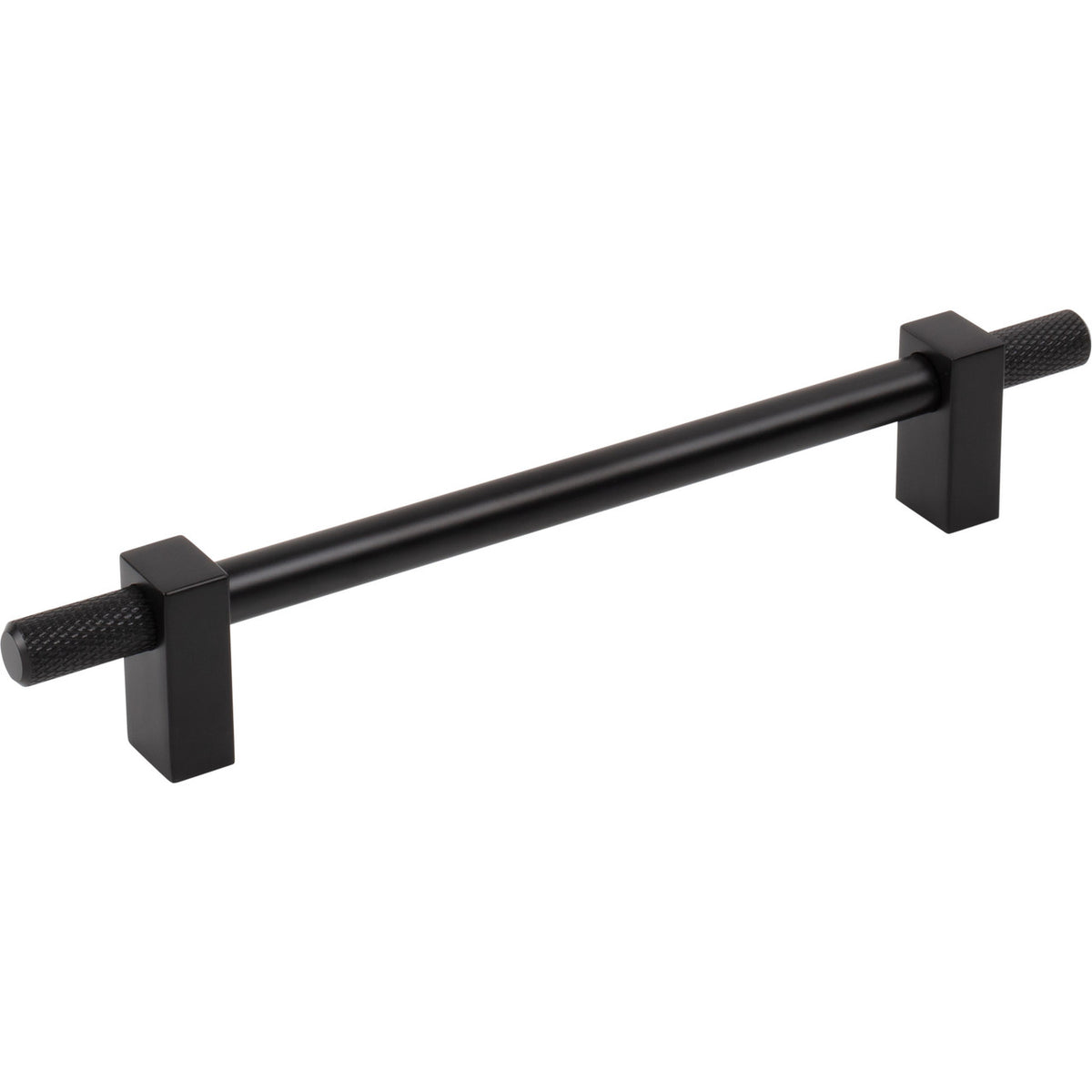 Jeffrey Alexander 698-160MB: 160mm cc Larkin Knurled Ends Bar Cabinet Pull - Matte Black