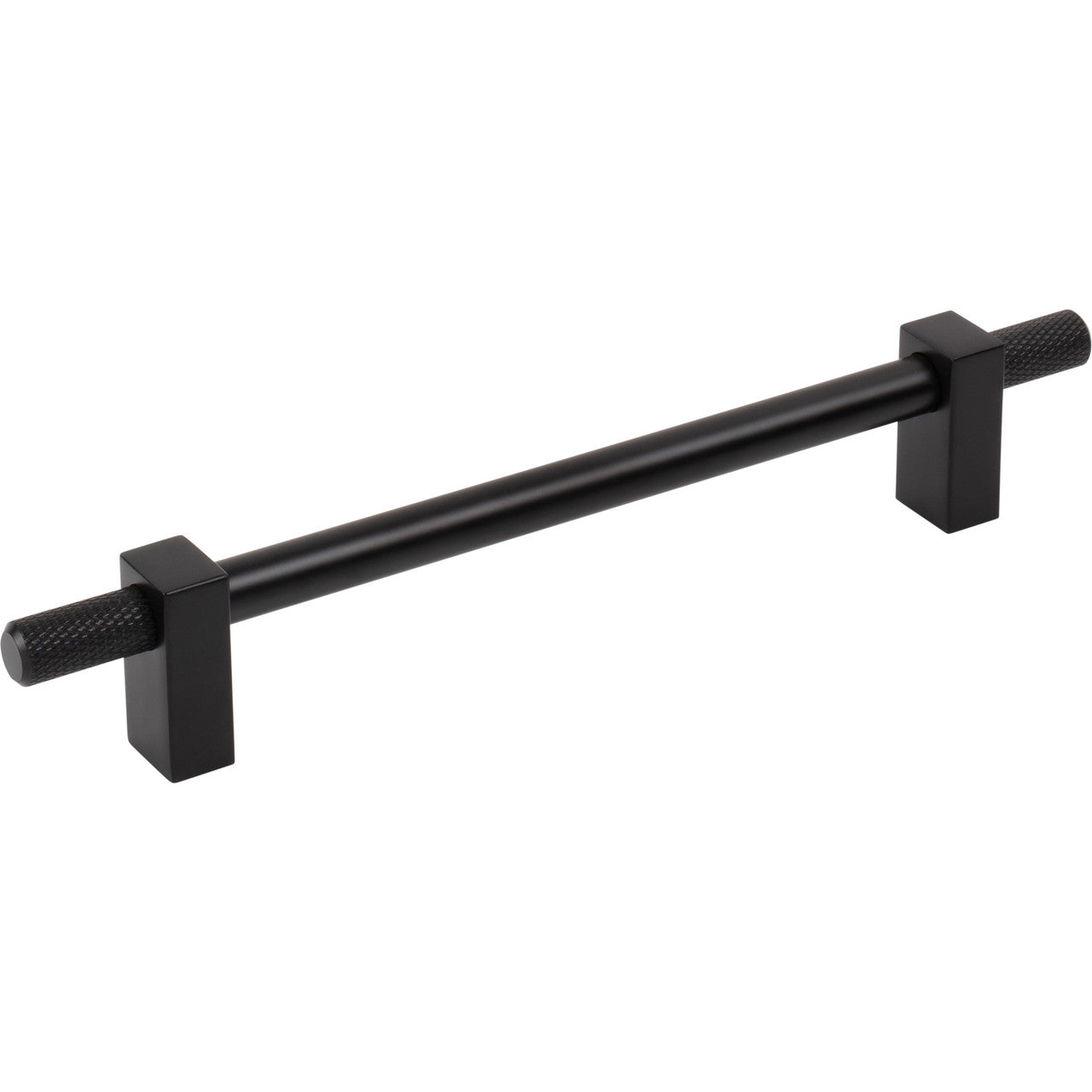 Jeffrey Alexander 698-160MB: 160mm cc Larkin Knurled Ends Bar Cabinet Pull - Matte Black