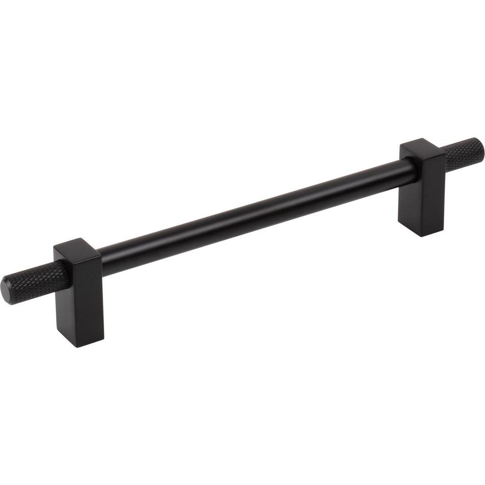 Jeffrey Alexander 698-160MB: 160mm cc Larkin Knurled Ends Bar Cabinet Pull - Matte Black
