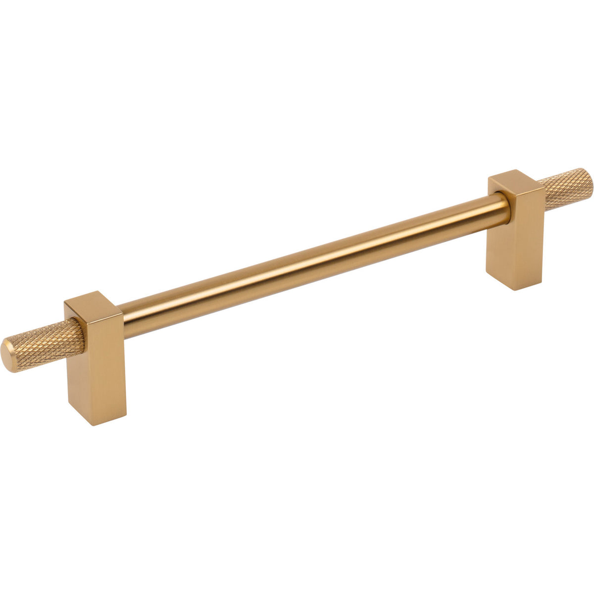 Jeffrey Alexander 698-160SBZ: 160mm cc Larkin Knurled Ends Bar Cabinet Pull - Satin Bronze