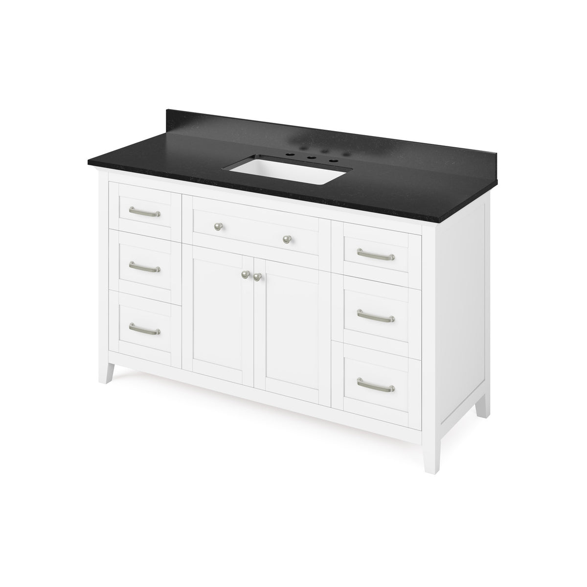 Jeffrey Alexander 60" Chatham Single Bowl Vanity - White Cabinet with Black Granite Top