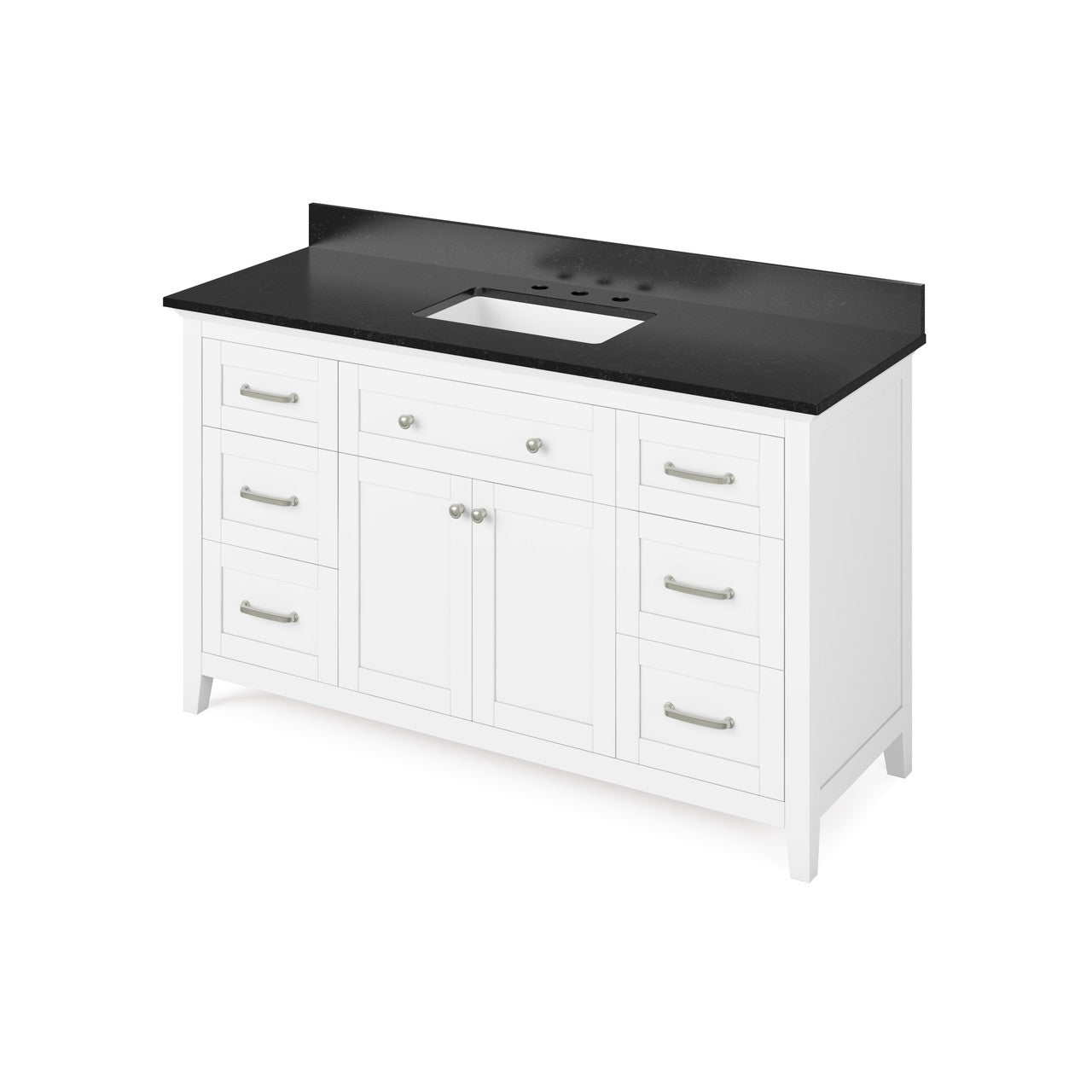 Jeffrey Alexander 60" Chatham Single Bowl Vanity - White Cabinet with Black Granite Top