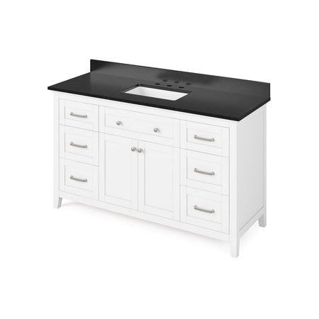 Jeffrey Alexander 60" Chatham Single Bowl Vanity - White Cabinet with Black Granite Top
