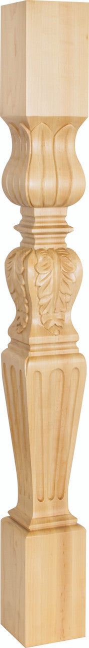 Hardware Resources P28CH: 3-3/4" x 3-3/4" x 35-1/2" Fluted Acanthus Post - Cherry