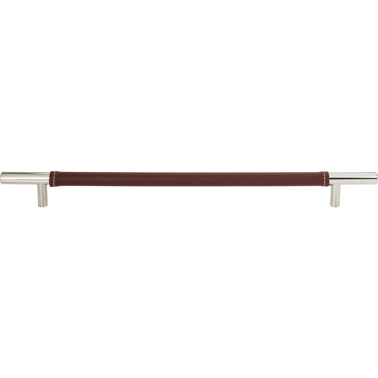 Atlas 282-OW-CH: 11-5/16" cc Zanzibar Cabinet Pull - Brown Leather/Polished Chrome