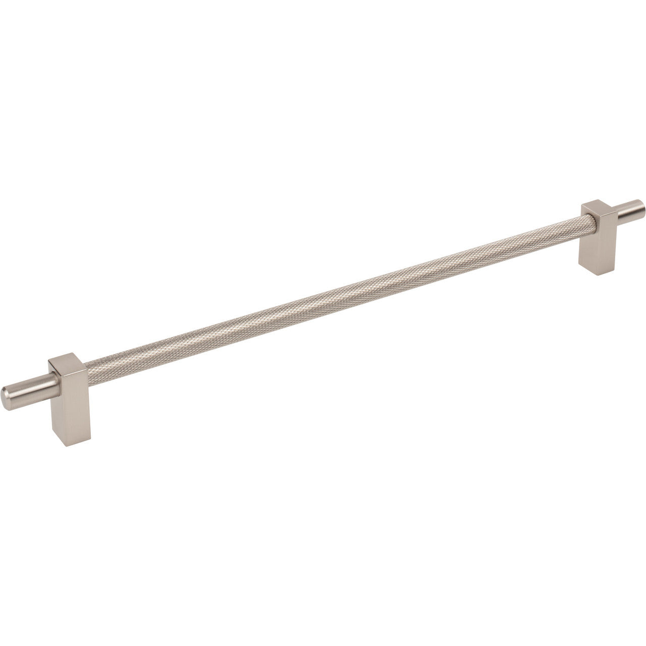 Jeffrey Alexander 598-305SN: 305mm cc Larkin Knurled Center Bar Cabinet Pull - Satin Nickel