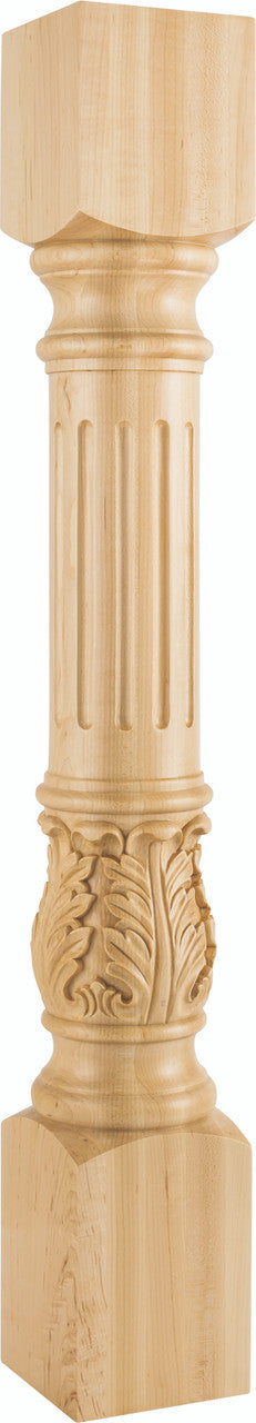 Hardware Resources P23-5-RW: Fluted Acanthus Post - Rubberwood