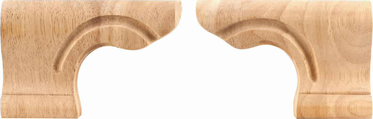 Hardware Resources PFR-OK:  6" x 1-1/8" x 4" Beaded Right Corner Pedestal Foot - Oak